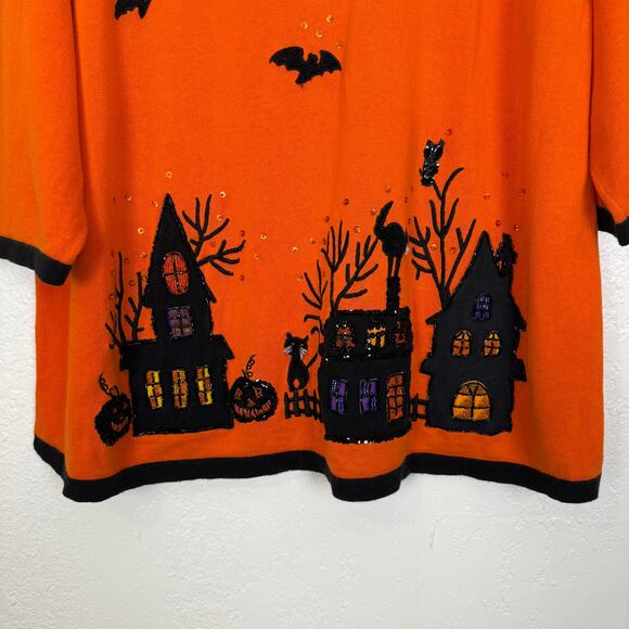 Quacker Factory Halloween Witch Sequin Embroidered Sweater Size 3X - Picture 2 of 6